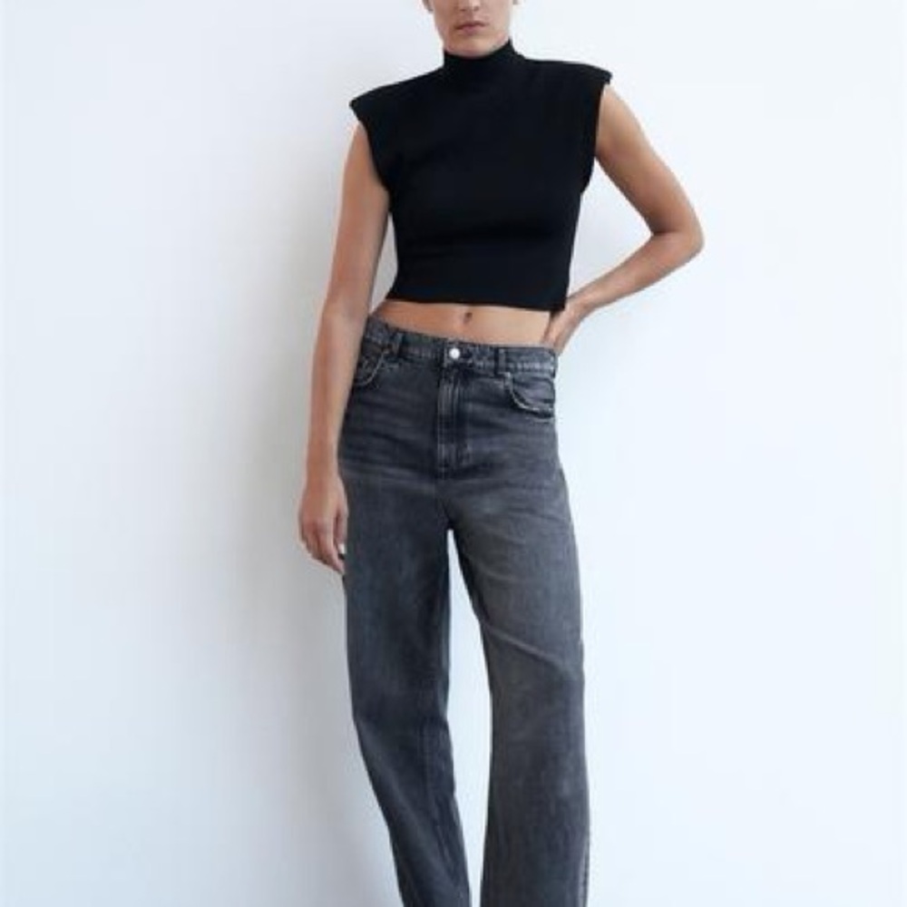 Zara Shoulder Pad Knit Top M